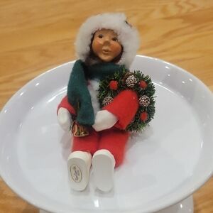 Byers' Choice Holiday Figurine with Wreath And Bell